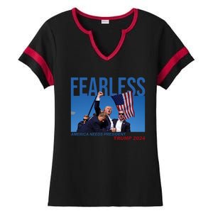 Fearless America Needs President Trump 2024 Ladies Halftime Notch Neck Tee