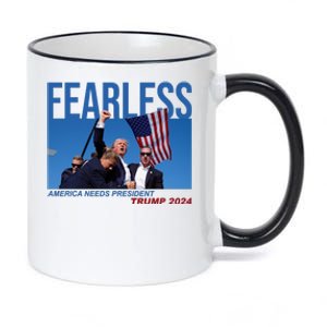 Fearless America Needs President Trump 2024 11oz Black Color Changing Mug