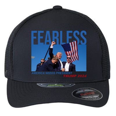 Fearless America Needs President Trump 2024 Flexfit Unipanel Trucker Cap