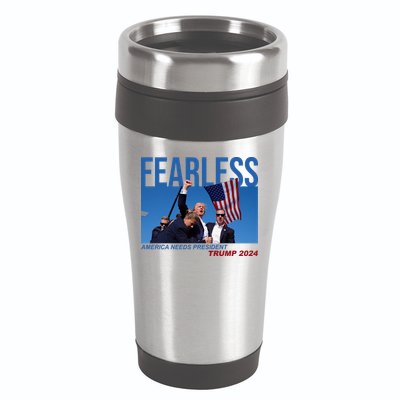 Fearless America Needs President Trump 2024 16oz Travel Tumbler