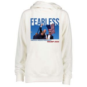 Fearless America Needs President Trump 2024 Womens Funnel Neck Pullover Hood