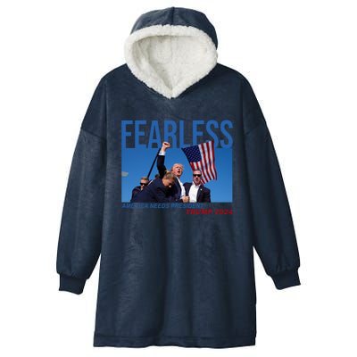 Fearless America Needs President Trump 2024 Hooded Wearable Blanket