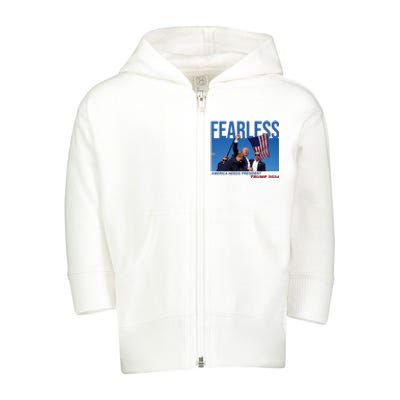 Fearless America Needs President Trump 2024 Toddler Zip Fleece Hoodie