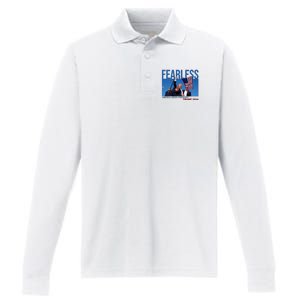 Fearless America Needs President Trump 2024 Performance Long Sleeve Polo