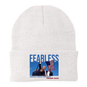 Fearless America Needs President Trump 2024 Knit Cap Winter Beanie