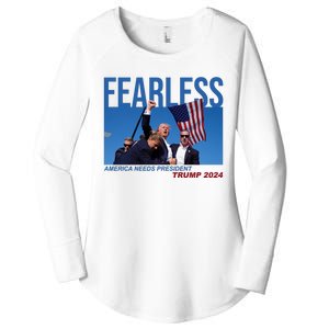 Fearless America Needs President Trump 2024 Women's Perfect Tri Tunic Long Sleeve Shirt