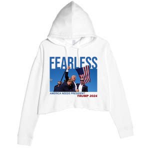 Fearless America Needs President Trump 2024 Crop Fleece Hoodie