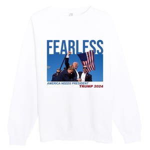 Fearless America Needs President Trump 2024 Premium Crewneck Sweatshirt