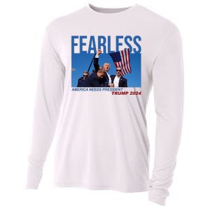 Fearless America Needs President Trump 2024 Cooling Performance Long Sleeve Crew