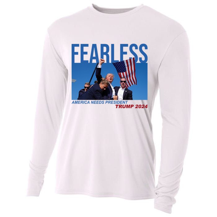 Fearless America Needs President Trump 2024 Cooling Performance Long Sleeve Crew