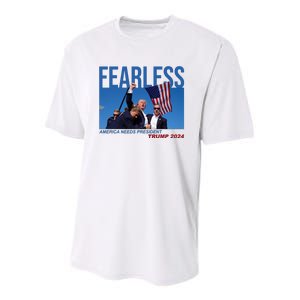 Fearless America Needs President Trump 2024 Youth Performance Sprint T-Shirt