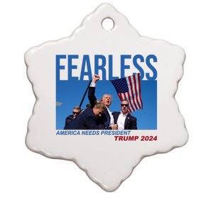 Fearless America Needs President Trump 2024 Ceramic Star Ornament