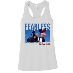 Fearless America Needs President Trump 2024 Women's Racerback Tank