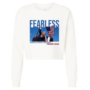 Fearless America Needs President Trump 2024 Cropped Pullover Crew