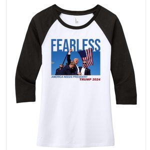 Fearless America Needs President Trump 2024 Women's Tri-Blend 3/4-Sleeve Raglan Shirt