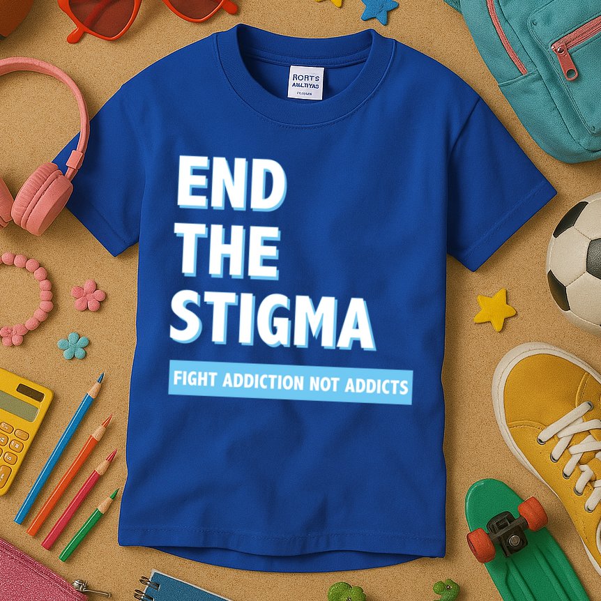 Fight Addiction Not Addicts End The Stigma Awareness Gift Kids T-Shirt