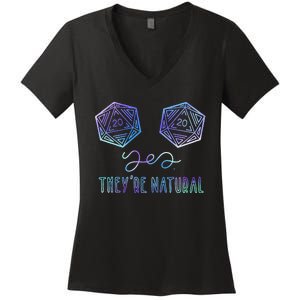 Fantasy Art Nerdy Gaming Yes Theyre Natural Women's V-Neck T-Shirt