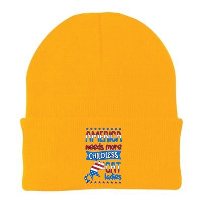 Funny America Needs More Childless Cat Ladies 2024 Election Knit Cap Winter Beanie