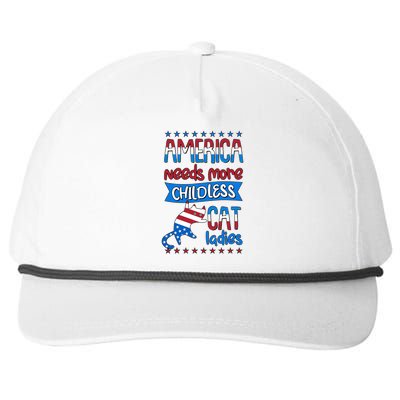 Funny America Needs More Childless Cat Ladies 2024 Election Snapback Five-Panel Rope Hat