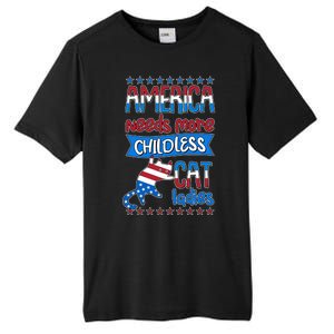 Funny America Needs More Childless Cat Ladies 2024 Election Tall Fusion ChromaSoft Performance T-Shirt