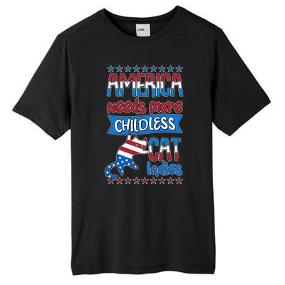 Funny America Needs More Childless Cat Ladies 2024 Election Tall Fusion ChromaSoft Performance T-Shirt