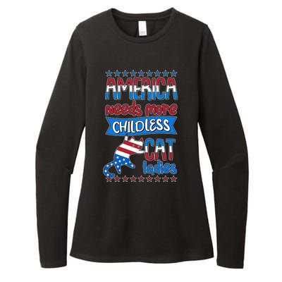 Funny America Needs More Childless Cat Ladies 2024 Election Womens CVC Long Sleeve Shirt