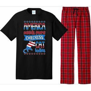 Funny America Needs More Childless Cat Ladies 2024 Election Pajama Set