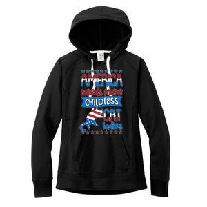 Funny America Needs More Childless Cat Ladies 2024 Election Women's Fleece Hoodie