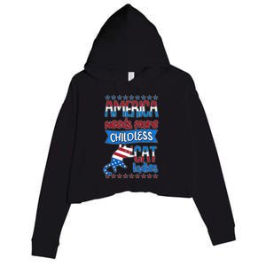 Funny America Needs More Childless Cat Ladies 2024 Election Crop Fleece Hoodie