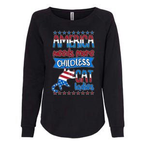 Funny America Needs More Childless Cat Ladies 2024 Election Womens California Wash Sweatshirt