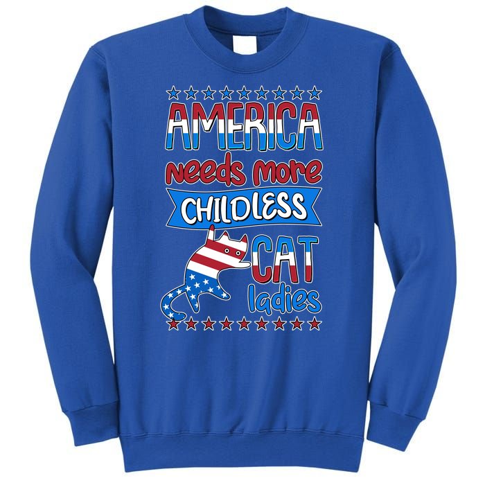 Funny America Needs More Childless Cat Ladies 2024 Election Sweatshirt