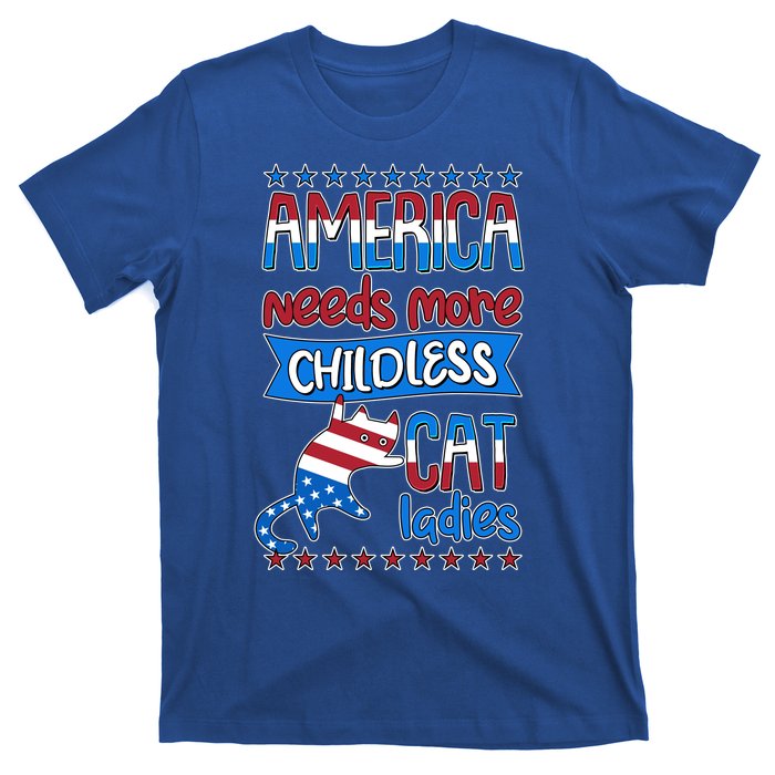 Funny America Needs More Childless Cat Ladies 2024 Election T-Shirt