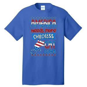 Funny America Needs More Childless Cat Ladies 2024 Election Tall T-Shirt