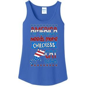 Funny America Needs More Childless Cat Ladies 2024 Election Ladies Essential Tank