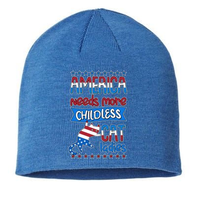 Funny America Needs More Childless Cat Ladies 2024 Election Sustainable Beanie