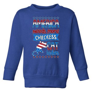 Funny America Needs More Childless Cat Ladies 2024 Election Toddler Sweatshirt