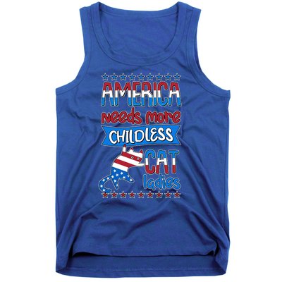 Funny America Needs More Childless Cat Ladies 2024 Election Tank Top