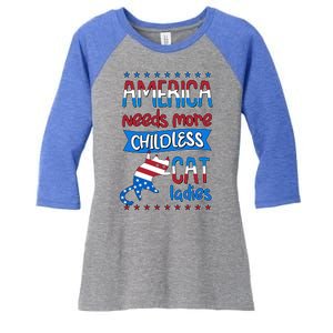 Funny America Needs More Childless Cat Ladies 2024 Election Women's Tri-Blend 3/4-Sleeve Raglan Shirt