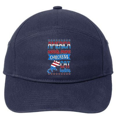 Funny America Needs More Childless Cat Ladies 2024 Election 7-Panel Snapback Hat