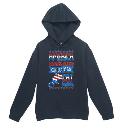 Funny America Needs More Childless Cat Ladies 2024 Election Urban Pullover Hoodie