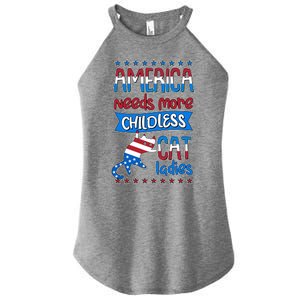 Funny America Needs More Childless Cat Ladies 2024 Election Women's Perfect Tri Rocker Tank