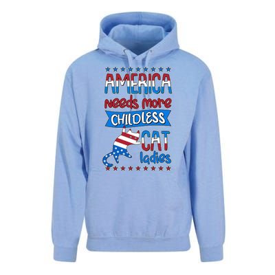 Funny America Needs More Childless Cat Ladies 2024 Election Unisex Surf Hoodie