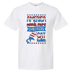 Funny America Needs More Childless Cat Ladies 2024 Election Garment-Dyed Heavyweight T-Shirt