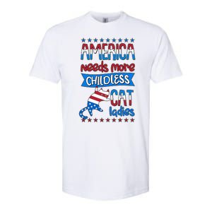 Funny America Needs More Childless Cat Ladies 2024 Election Softstyle CVC T-Shirt