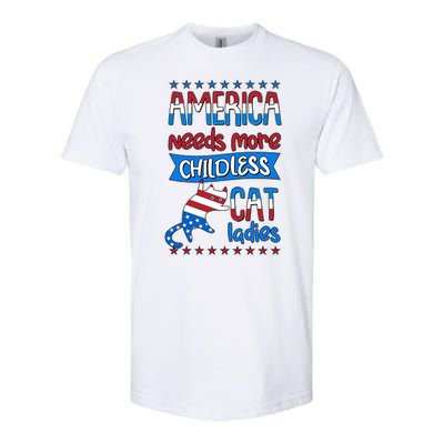 Funny America Needs More Childless Cat Ladies 2024 Election Softstyle CVC T-Shirt