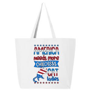 Funny America Needs More Childless Cat Ladies 2024 Election 25L Jumbo Tote