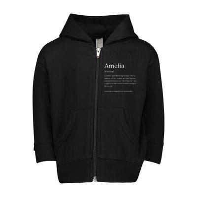 Funny Amelia Name Meaning Gift Toddler Zip Fleece Hoodie