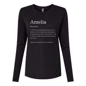 Funny Amelia Name Meaning Gift Womens Cotton Relaxed Long Sleeve T-Shirt