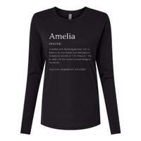 Funny Amelia Name Meaning Gift Womens Cotton Relaxed Long Sleeve T-Shirt