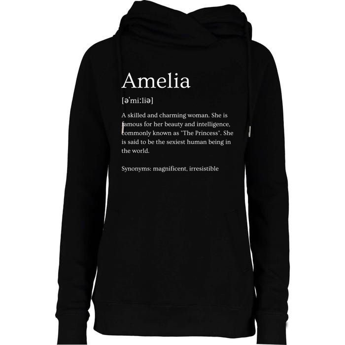 Funny Amelia Name Meaning Gift Womens Funnel Neck Pullover Hood